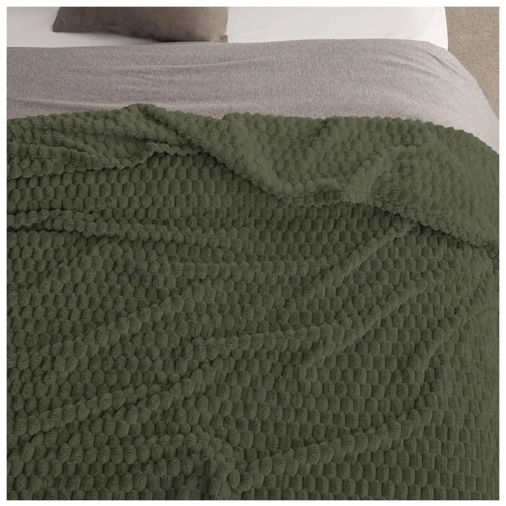 Korbliss Green Twin 50 x 70 Fleece Throw Blanket  3d Jacquard Soft Cozy New